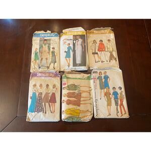 Lot of 6 Simplicity Sewing Patterns dresses 1980s / 90s Vintage Women's